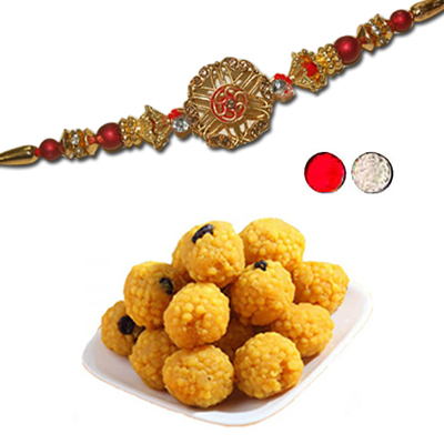"Rakhi -  FR- 8310 A (Single Rakhi),500gms of Laddu - Click here to View more details about this Product